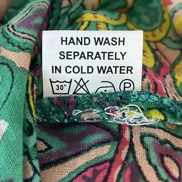 Kikisol Tunic Womens Small Green Tropical 100% Cotton Beachy Boho Vacation - Picture 5 of 6